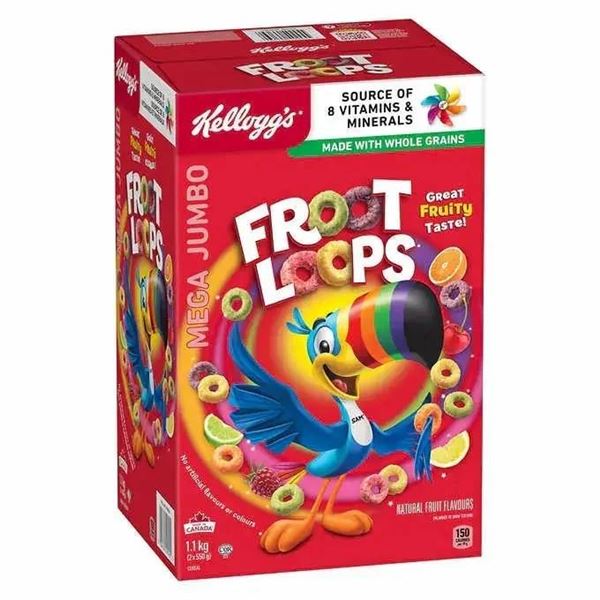 Kellogg's Froot Loops Mega Jumbo 1.1 kg Cereal Box