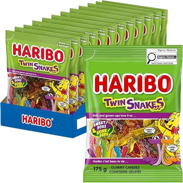 Haribo Twin Snakes Sweet and Sour Gummies 175g (12-Pack)