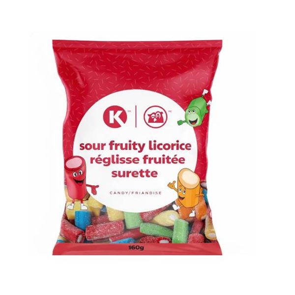 K Sour Fruity Licorice 12 Packs of 160g Each