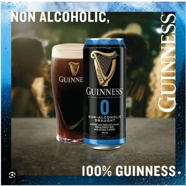 Guinness 0 Non-Alcoholic Beer, 18 x 440 mL Cans