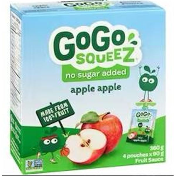 GoGo Squeez Apple Apple Fruit Sauce Pack, 360g x 12 Units