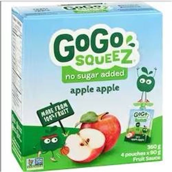 GoGo squeeZ Apple Apple Fruit Sauce, 10 x 360g Pouch Packs