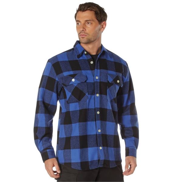 Rothco Style 5575 Blue/Black Checkered Long-Sleeve Shirt, Size Large