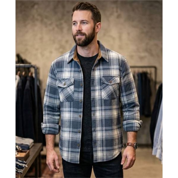 Jachs New York Blue Plaid Long-Sleeve Shirt Size L/G