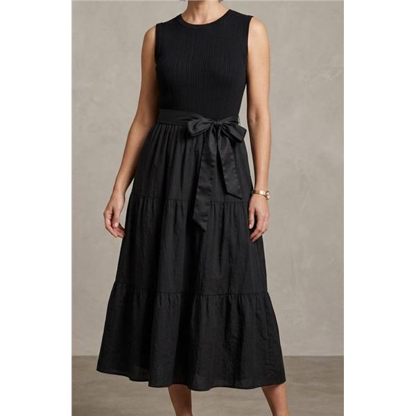 Isaac Mizrahi New York Black Sleeveless Dress with Belt, Size XL