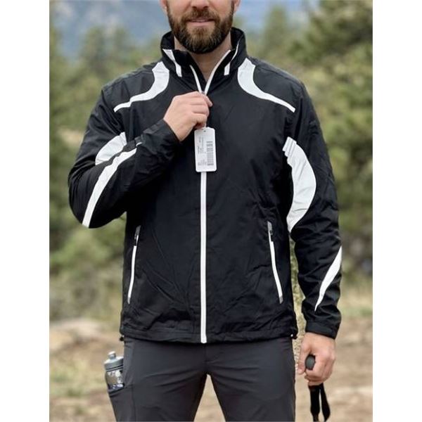 Men's Black Lightweight Jacket With Reflective Accents, Size Medium