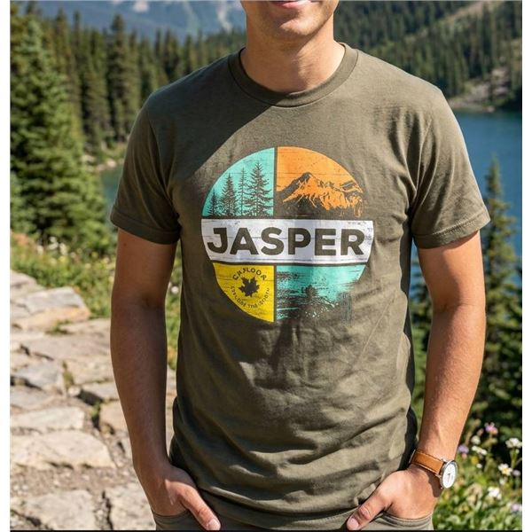 Alstyle Heavyweight T-Shirt Featuring Jasper Print, Size Small