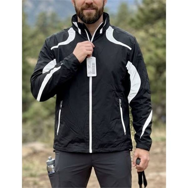 Men’s Black Lightweight Jacket With Reflective Accents, Size Medium