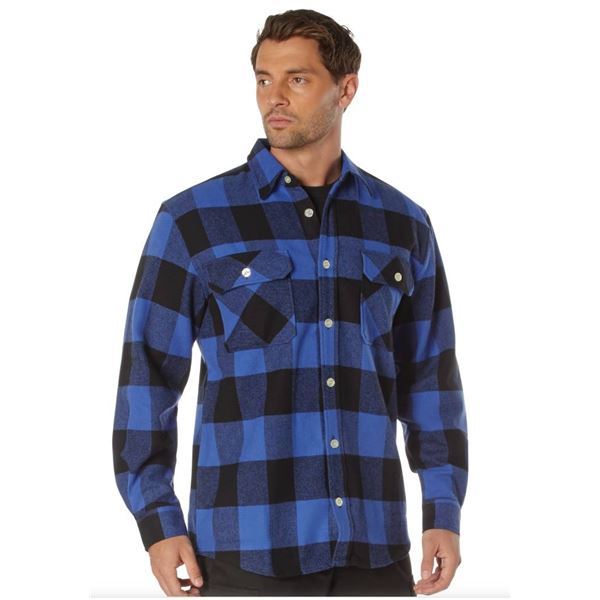 Rothco Style 5575 Plaid Flannel Shirt in Blue/Black, Size Large