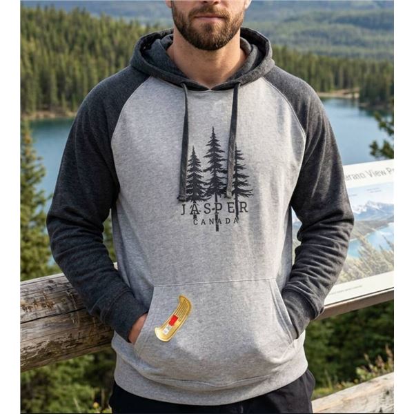 Two-Tone Grey Jasper Canada Pullover Hoodie by River Wear, XXL