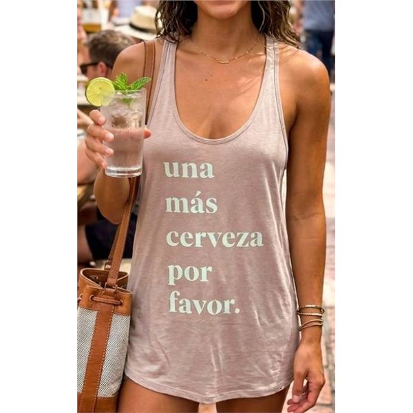 Lightweight Tan Racerback Tank Top, Size Medium