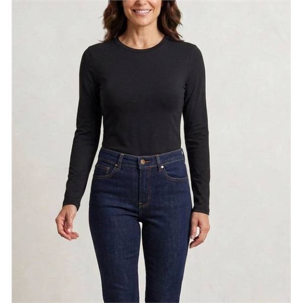 MangoPop Long Sleeve Black Bodysuit, Size L