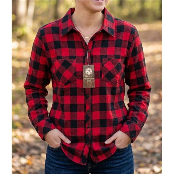Rothco Women’s Plaid Flannel Shirt, Red/Black, Size XL