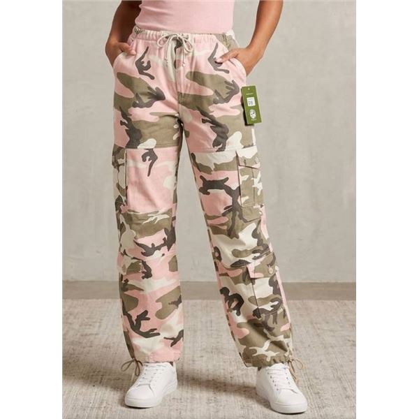 Rothco Women's Paratrooper Sub Pink Camo Cargo Pants Size M with Adjustable Drawstrings