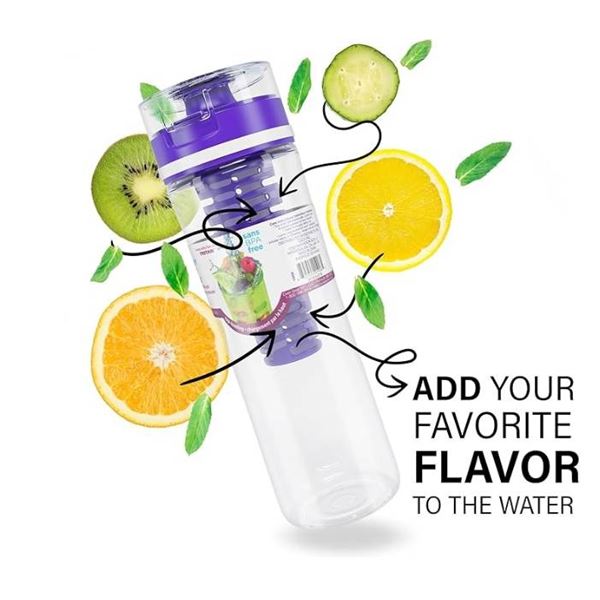 Cool Gear 28 oz 2pcs Fruit Infuser Bottle Leakproof Plastic Flavor Infusion Flip Top Infused Water B