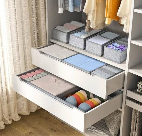 DIMJ Drawer Organizers - 12 Pack Foldable Closet & Sock Organizers ...