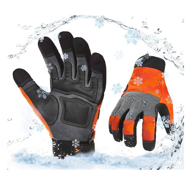 Vgo 0°C/32°F Winter 3M Thinsulate Lined Work Gloves,Waterproof Work Gloves,Cold Storage,Freezer Use(