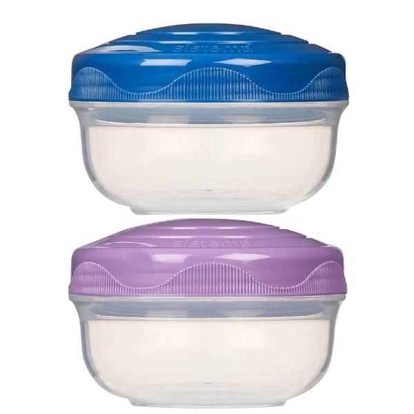 Lot of 2 - Sistema To Go PortionPod Food Storage Containers, 210 mL, Assorted Colours, 2 Pack