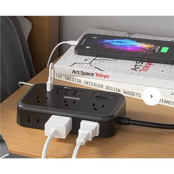 Ntonpower Surge Basic Power Strip 6 Outlets 4 USB Flat Plug