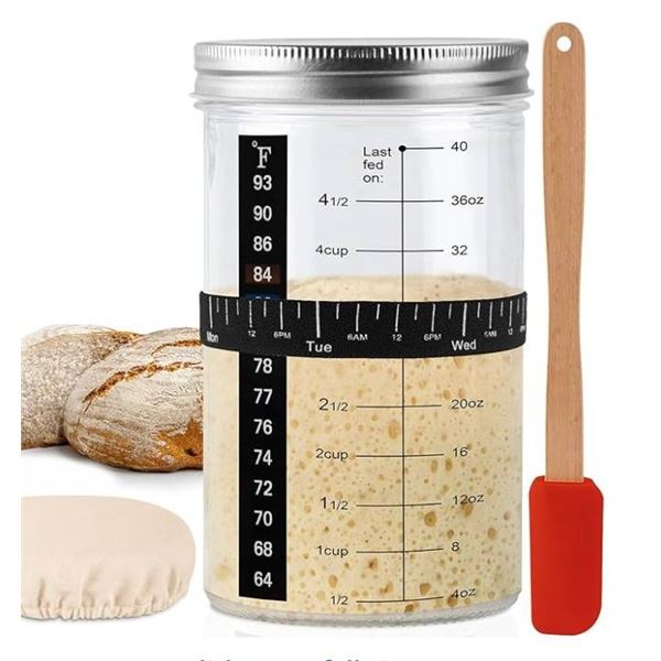Tyniaide Sourdough Starter Jar 40 oz With Accessories