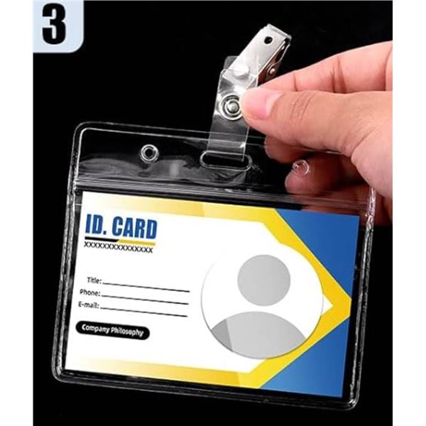 Glarks 100Pcs PVC Badge Holders with Metal Clips