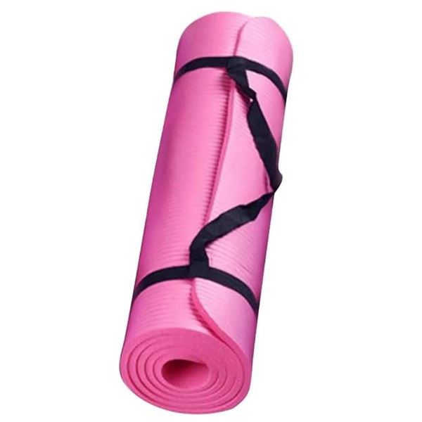 Pink Roll-Up Foam Yoga Mat With Carrying Straps