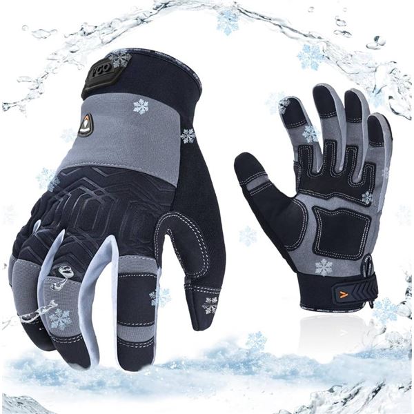 Vgo 0°C/32°F Winter 3M Thinsulate Lined Work Gloves,Waterproof Work Gloves,Cold Storage,Freezer Use(