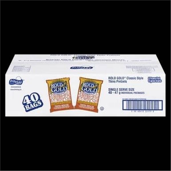 Rold Gold Classic Style Thins Pretzels, 40 Single-Serve Bags, 47g Each