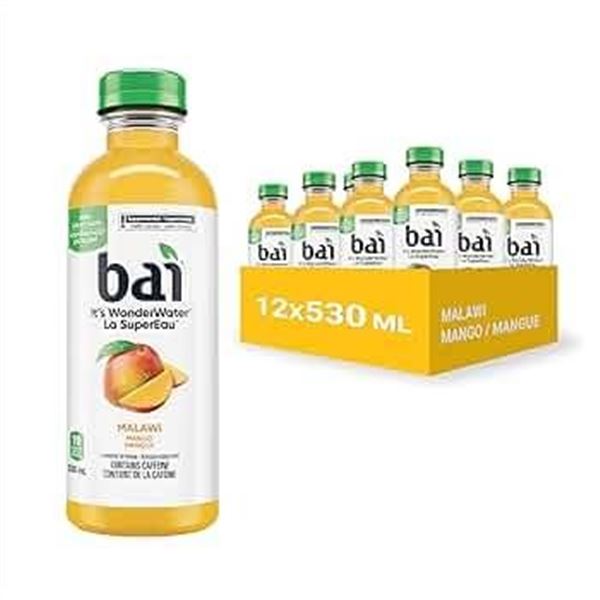Bai Malawi Mango Supertea Bottles Featuring Recycled Bottles, Pack of 12