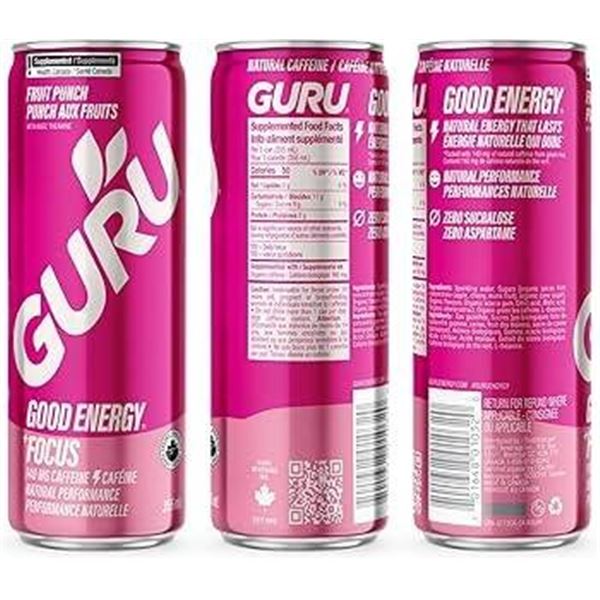 Guru Fruit Punch Organic Energy Drink, 24 x 355mL
