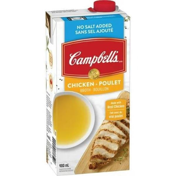 Campbell’s 12 x 900 mL Chicken Broth with No Salt Added