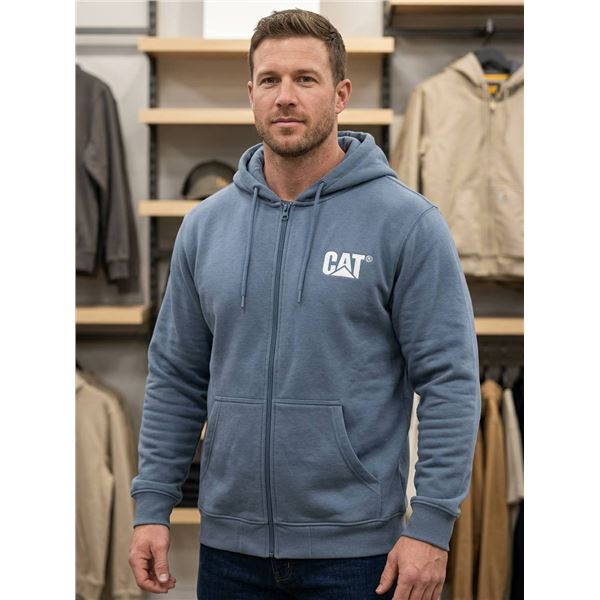 CAT Full-Zip Hoodie in Blue, Size XXL