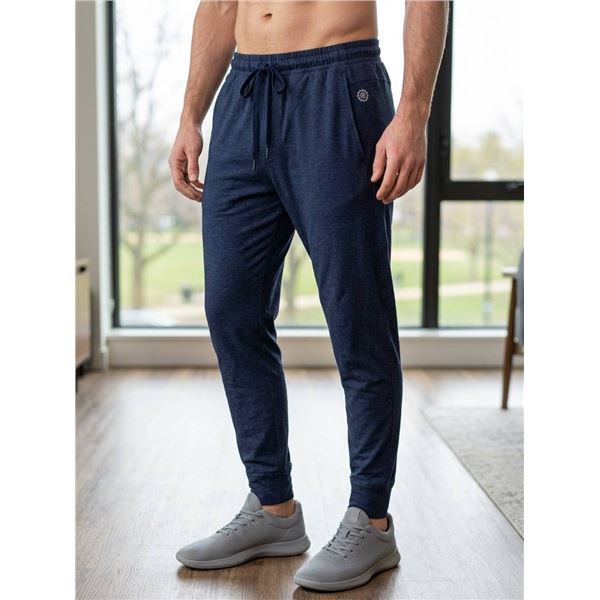 Gaiam Men’s Athletic Stretch Joggers, Navy,  Size Large