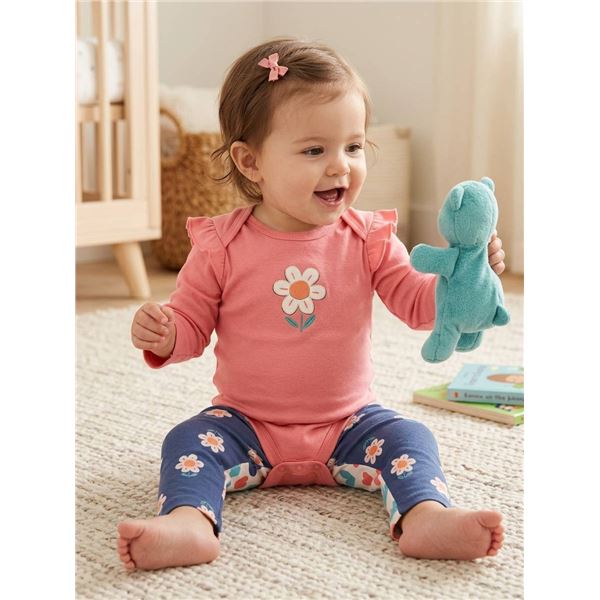Pekkle 4-Piece Set - Plush Top, Bodysuit, and Pants (12M)
