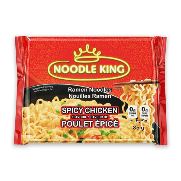 Noodle King Instant Ramen Noodles Spicy Chicken Flavor, 24 Packs, 85g Each