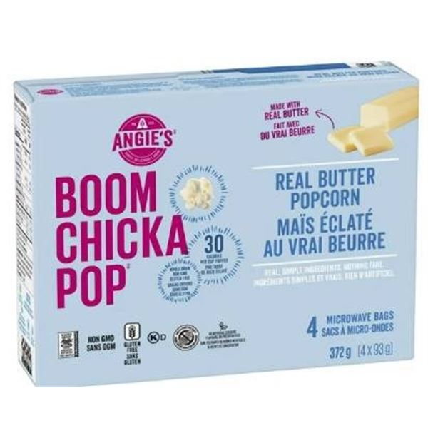 Angie’s Boom Chicka Pop Real Butter Popcorn, 4 x 93g, 372g Total