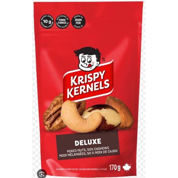 Krispy Kernels Deluxe Mixed Nuts, 170g, Case of 8 Bags