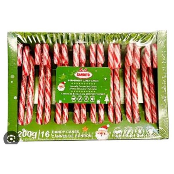 Candito 200g Peppermint Candy Canes (16 per Pack) - 5 packs Total