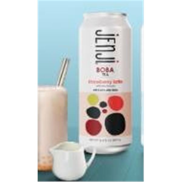 Jenji Boba Tea Strawberry Latte 490ml (12-Pack)