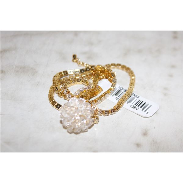 16" LONG GOLDTONE NECKLACE W/SHIMMERING BALL STYLE 'PENDANT'