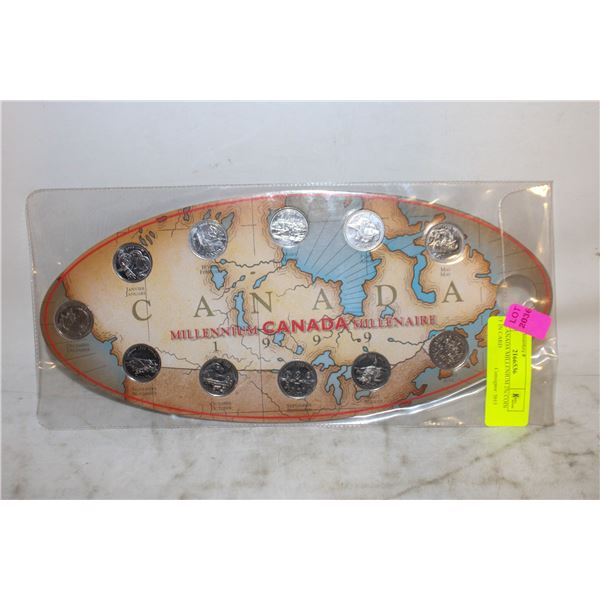 1999 CANADA MILLENIUM 25c COIN SET IN CARD