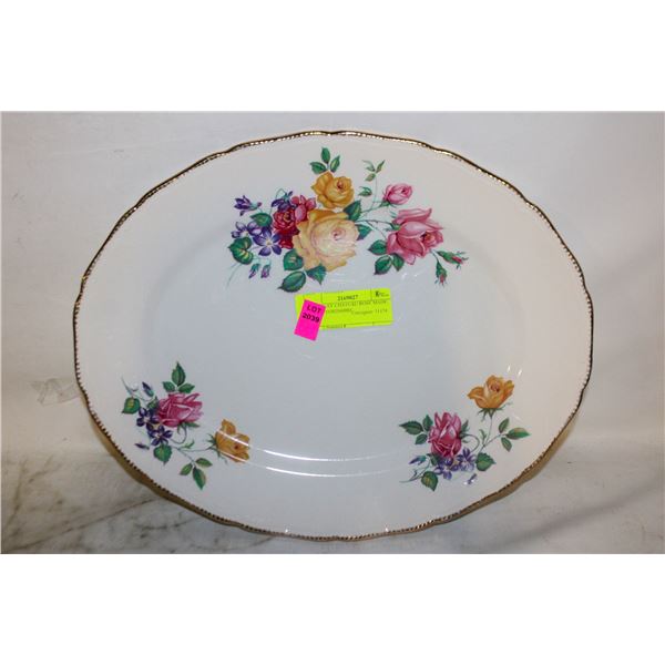 RIDGEWAY CHATEAU ROSE MADE IN STAFFORDSHIRE ENGLAND FLOWERED PLATTER WITH 22K GOLD TRIM