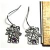 Image 1 : 24) RECTANGUAR SILVER TONE CARVED DRAGON FLY WITH IRRIDESCENT STONE DROP EARRINGS.  JEWELERY