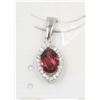 Image 1 : #185-NATURAL RED GARNET & CZ PENDANT .925 STERLING SILVER /UNTREATED STONE/G 5X7 MM /JD 7.9 X 19.4MM