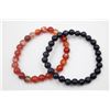 Image 1 : #102-NATURAL BLUE SAND STONES, RED AGATE  8MM/7.5" HEALING MINERAL/ ALASTICE /BRACELET