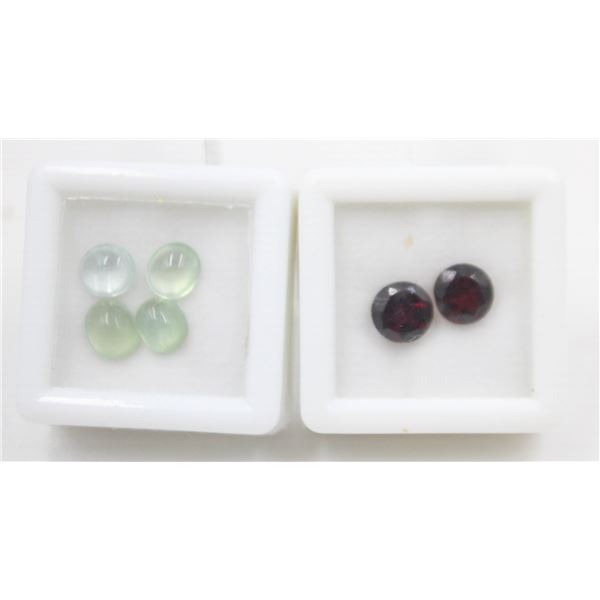 #261-NATURAL DARK RED GARNET 3.25 & PRENITE 3.95CT UNTREATED/ PR 6-6.3 MM/GR 7MM