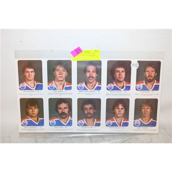 1981-82 UNCUT AUTO-PRINTED SIGNATURES ROOKIES MOOG, FUHR,KURRI