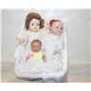 Image 1 : VINTAGE 1940'S RELIABLE DOLLS, MADE IN CANADA, BAPTISM GOWNS, NEW HAND-KNITTED BLANKET & BASKET, COL