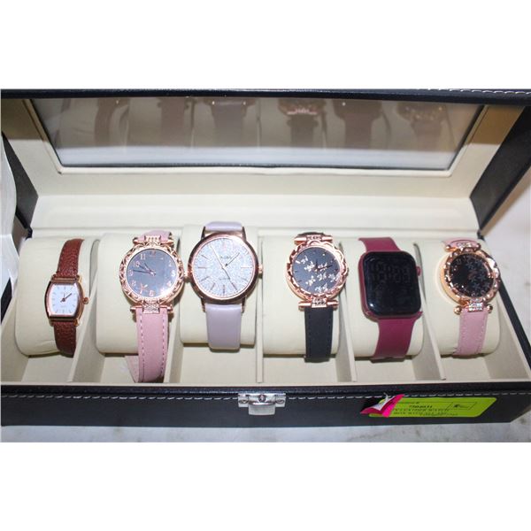 NEW FAUX LEATHER WATCH STORAGE BOX WITH ALL ARE WORKING