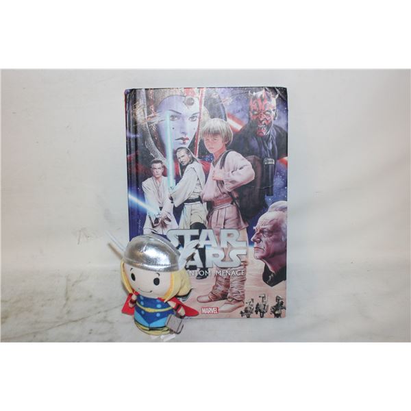 HARDCOVER STARWARS BOOK + AVENGERS ITTY BITTYS BEAD WEIGHTED PLUSHIE